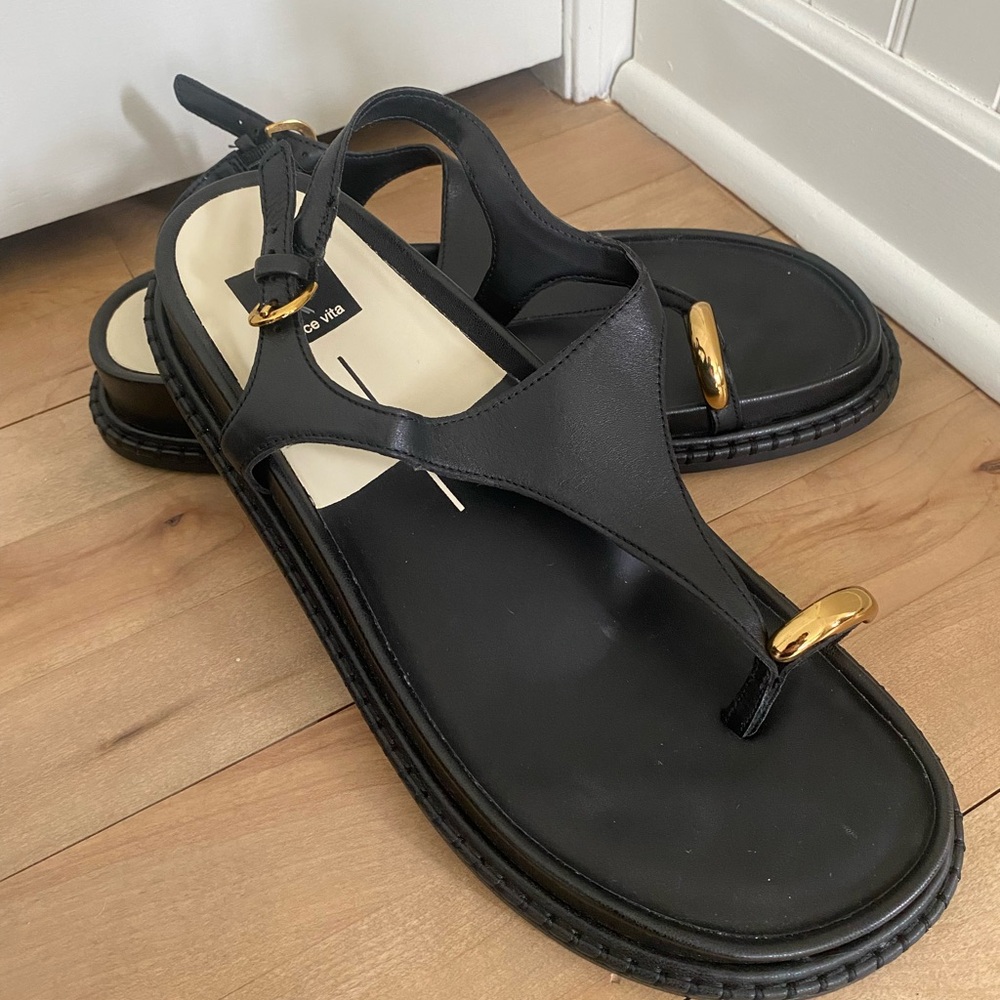 Dolce Vita Black and Gold Sandals
